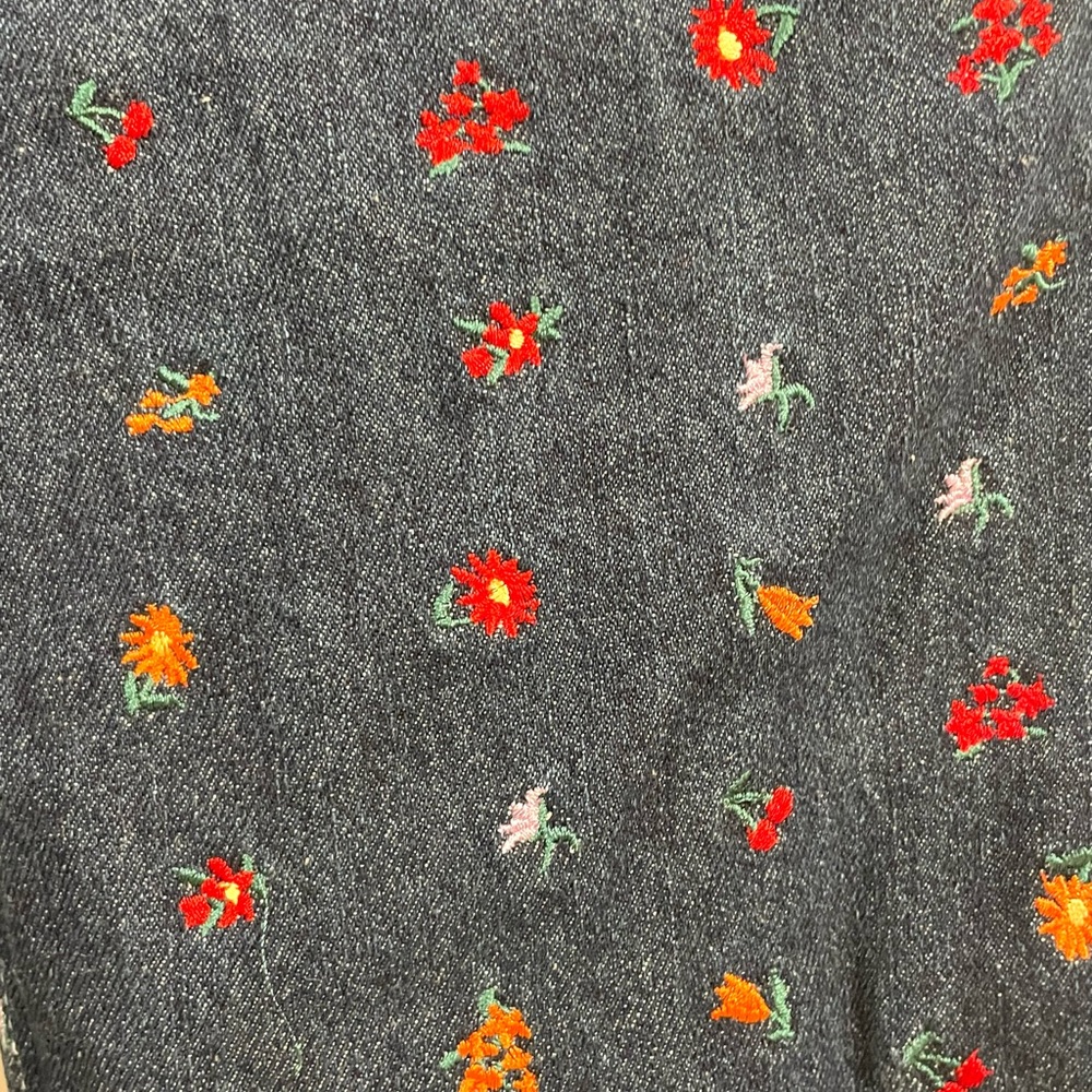 X-girl Floral Embroidered Straight Leg Jeans, cotton, drk blue/red, sz1 (24),EUC - Picture 7 of 14